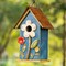 Set of 2 10.25''H Distressed Solid Wood Cottage Garden Birdhouse with 3D Flowers